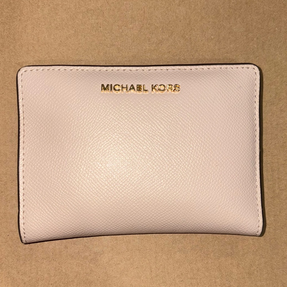 Michael Kors Pink Card Holder with Gold Logo